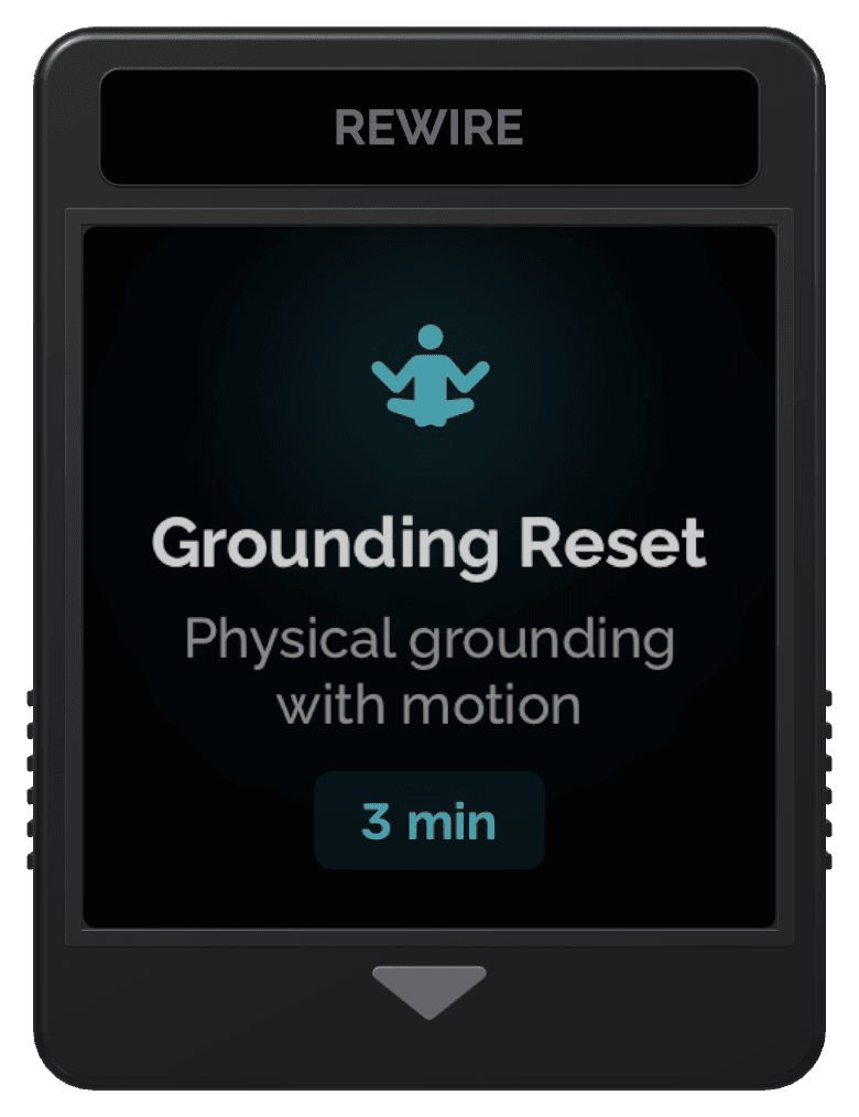 Grounding Reset cartridge from the Rewire app: Physical grounding with motion, 3 min